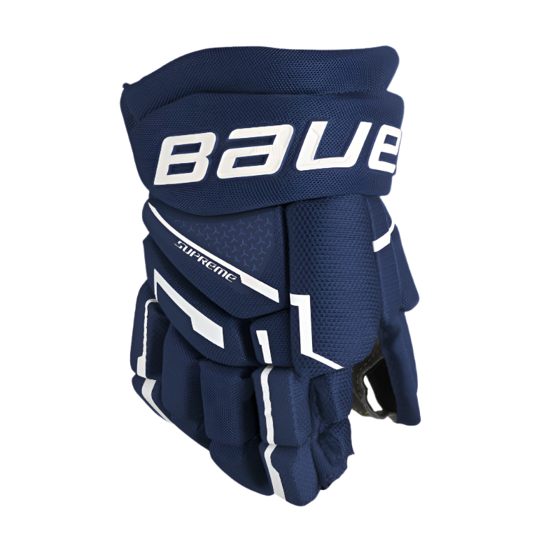 Bauer Supreme Mach Hockey Gloves Youth 2023 navy back of right glove