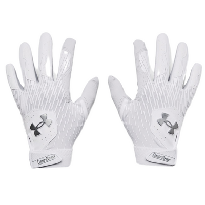 UA Clean Up Baseball Batting Gloves Men`s 2024 white/silver back of both gloves