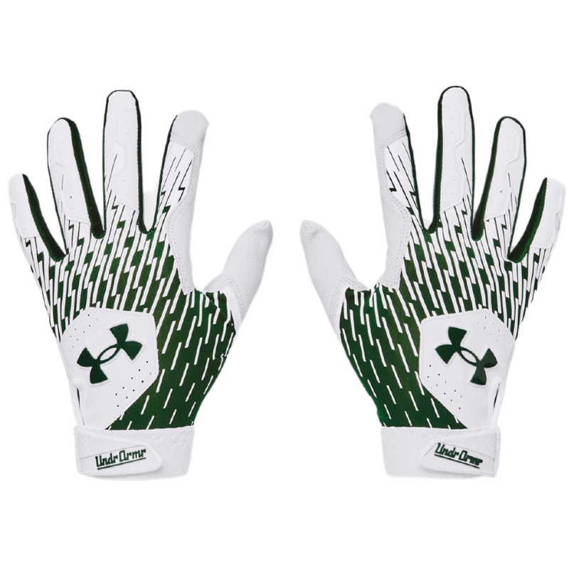 UA Clean Up Baseball Batting Gloves Men`s 2024 white/green back of both gloves