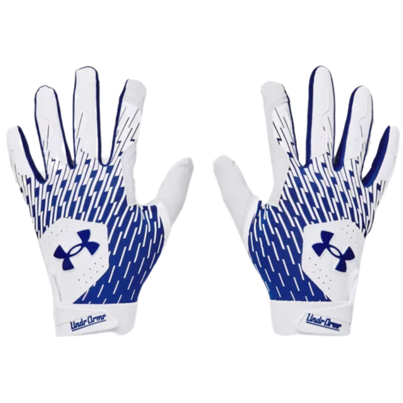 UA Clean Up Baseball Batting Gloves Men`s 2024 white/royal back of both gloves