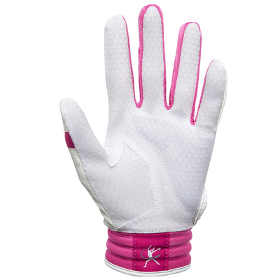 Mizuno Finch Batting Gloves Girls' 2022 white/pink front (palm)