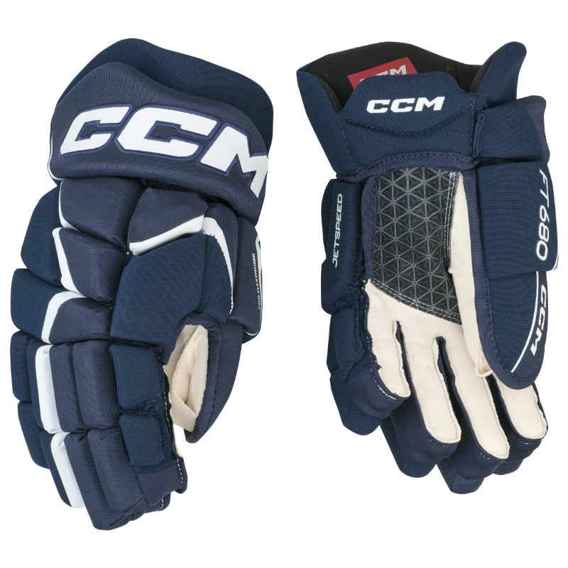 CCM Hockey Protective Gear CCM JetSpeed FT680 Hockey Gloves Junior Navy White