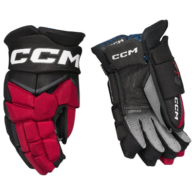 CCM Hockey Protective Gear CCM Jetspeed FT8 Hockey Gloves Senior 2025 HGFT8-SR Black Red White