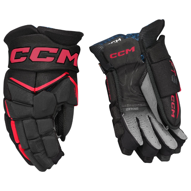 CCM Hockey Protective Gear CCM Jetspeed FT8 Hockey Gloves Senior 2025 HGFT8-SR Black Red
