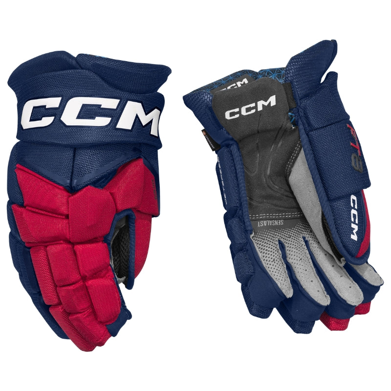 CCM Hockey Protective Gear CCM Jetspeed FT8 Hockey Gloves Senior 2025 HGFT8-SR Navy Red White