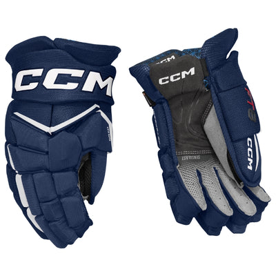 CCM Hockey Protective Gear CCM Jetspeed FT8 Hockey Gloves Senior 2025 HGFT8-SR Navy White