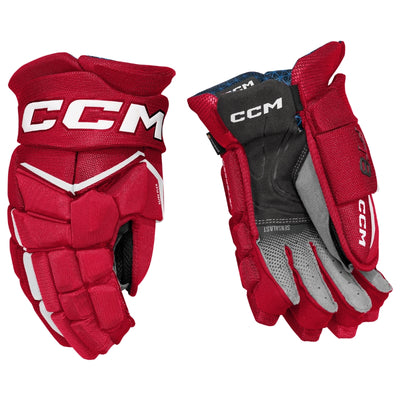 CCM Hockey Protective Gear CCM Jetspeed FT8 Hockey Gloves Senior 2025 HGFT8-SR Red White