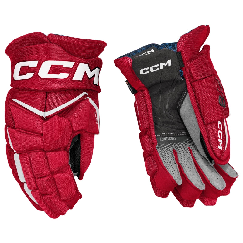CCM Hockey Protective Gear CCM Jetspeed FT8 Hockey Gloves Senior 2025 HGFT8-SR Red White