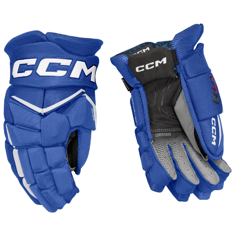 CCM Hockey Protective Gear CCM Jetspeed FT8 Hockey Gloves Senior 2025 HGFT8-SR Royal White