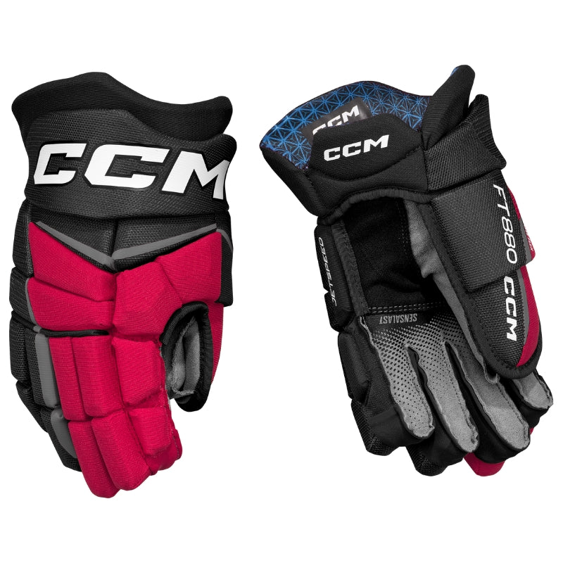 CCM Hockey Protective Gear CCM Jetspeed FT880 Hockey Gloves Senior 2025 HGFT880-SR Black Red White