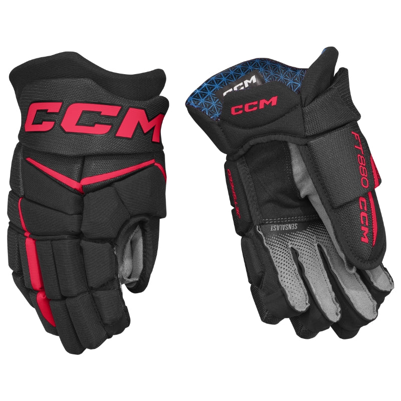 CCM Hockey Protective Gear CCM Jetspeed FT880 Hockey Gloves Senior 2025 HGFT880-SR Black Red