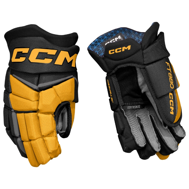 CCM Hockey Protective Gear CCM Jetspeed FT880 Hockey Gloves Senior 2025 HGFT880-SR Black Sunflower