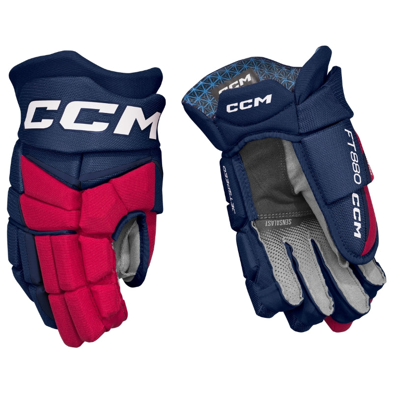 CCM Hockey Protective Gear CCM Jetspeed FT880 Hockey Gloves Senior 2025 HGFT880-SR Navy Red White