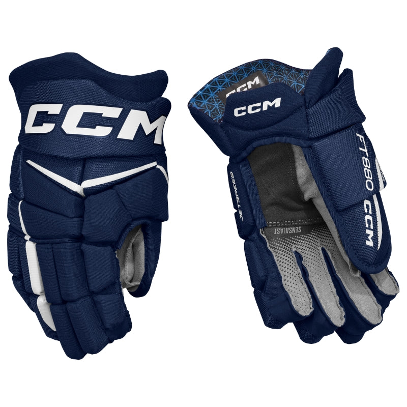CCM Hockey Protective Gear CCM Jetspeed FT880 Hockey Gloves Senior 2025 HGFT880-SR Navy White