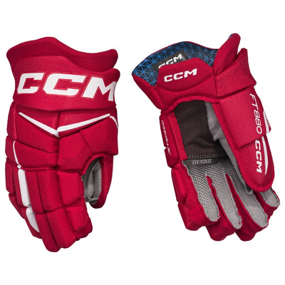 CCM Hockey Protective Gear CCM Jetspeed FT880 Hockey Gloves Senior 2025 HGFT880-SR Red White