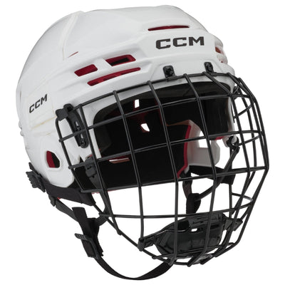 CCM Hockey Protective Gear CCM Tacks 70 Combo Hockey Helmet Senior HT70C:SR White