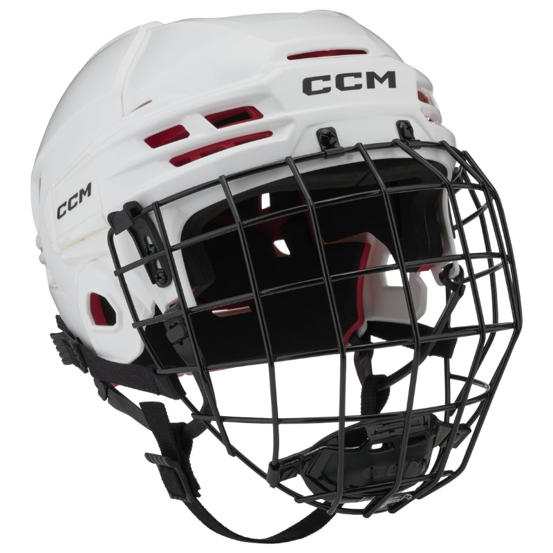 CCM Hockey Protective Gear CCM Tacks 70 Combo Hockey Helmet Senior HT70C:SR White