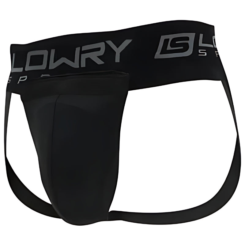 Lowry Sports Hockey Jocks Lowry Sports Pro Tapered Cup with Supporter Senior Hockey Jock Small Black