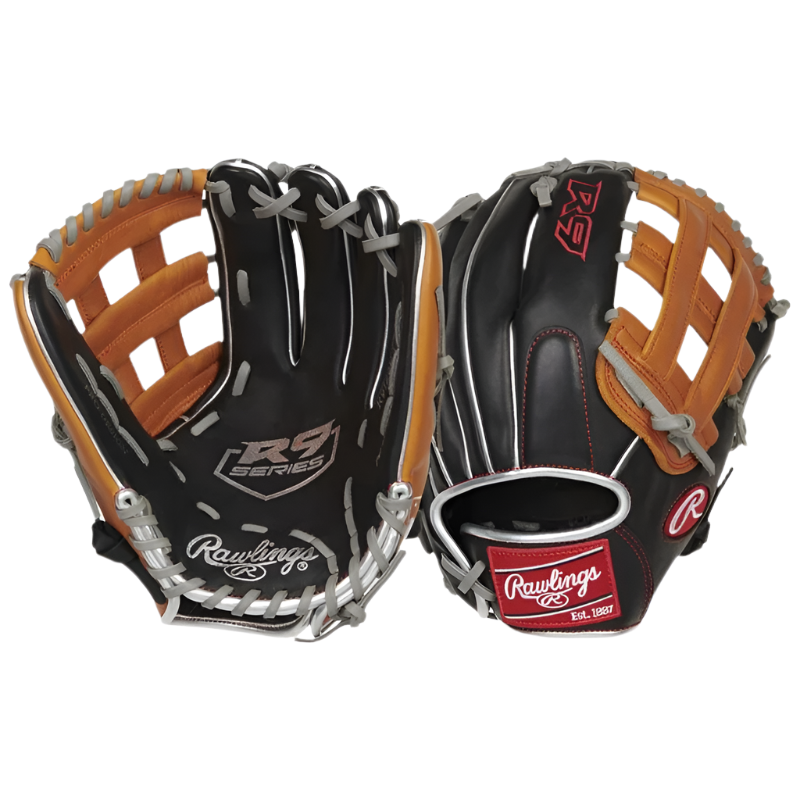 Rawlings Baseball Gloves Rawlings R9 Contour 12 inch Baseball Glove Youth Black Tan