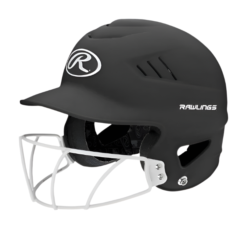 Rawlings Baseball Helmets Rawlings CoolFlo Matte Batting Helmet Facemask Combo Adult RCFHLFG Black