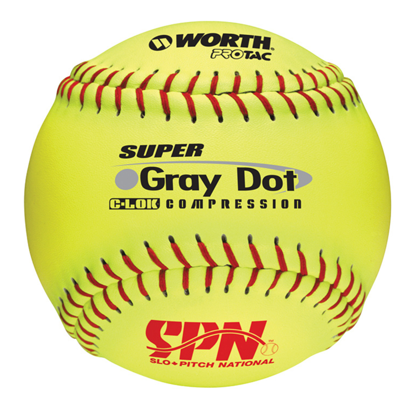 Worth Yellow Gray Dot 12" .40COR Soft Ball