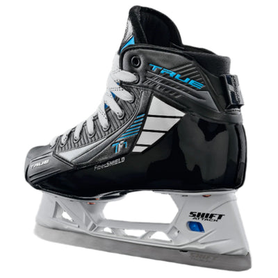 True Goalie Skates True TF7 Intermediate Black back side facing upper-left