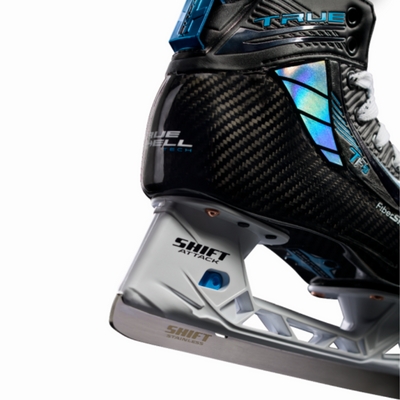 True Goalie Skates True TF9 Goalie Intermediate Black close-up of back half side facing lower right