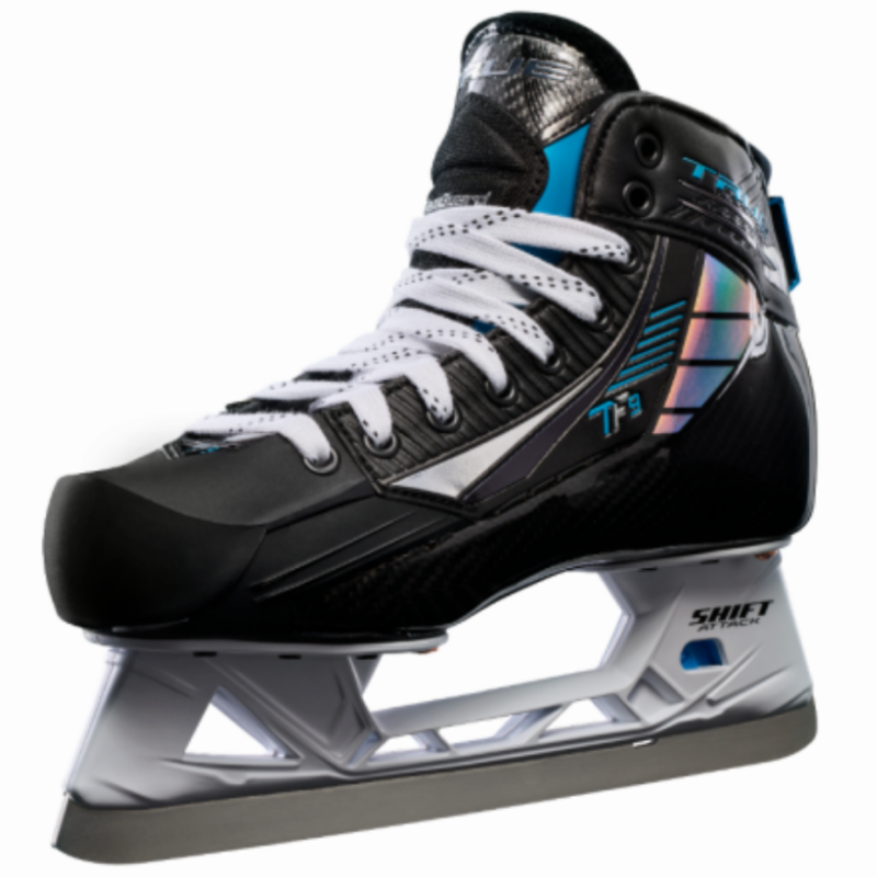 True Goalie Skates True TF9 Senior Black side facing lower left